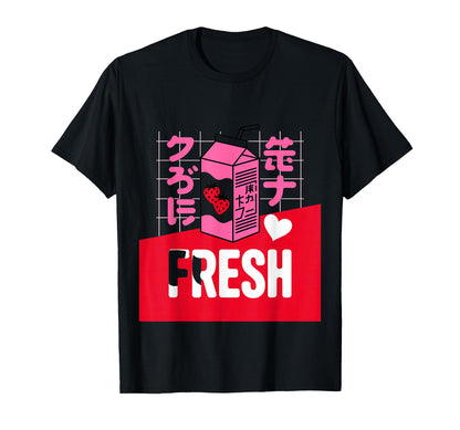 Fresh Strawberry Milk Kawaii T-Shirt - Fun Novelty Design Men Women - T-Shirt, Sweatshirt, Hoodie