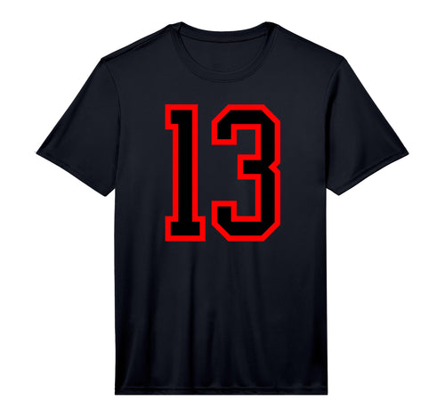 Red Black Sports Team Number 13 T-Shirt - Custom Art Print Unisex - T-Shirt, Sweatshirt, Hoodie