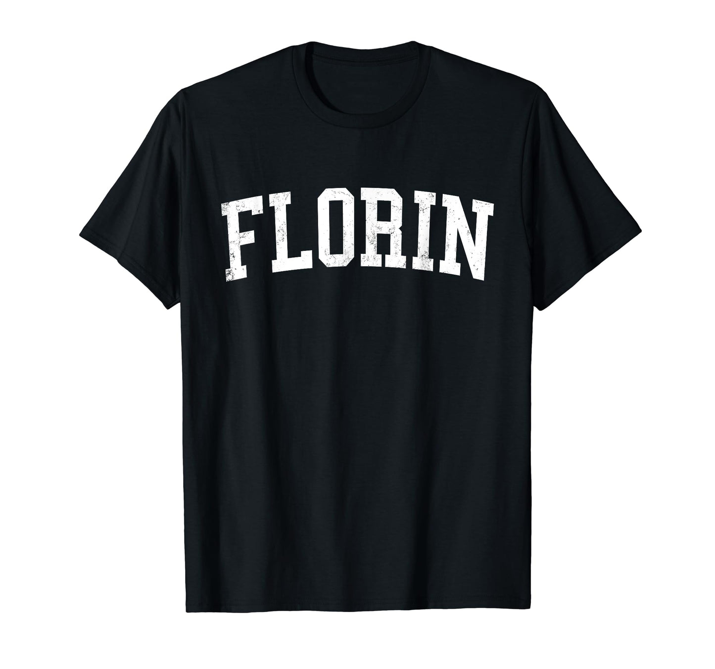 Florin Ca Distressed White Varsity T-Shirt - Custom Art Print Unisex - T-Shirt, Sweatshirt, Hoodie