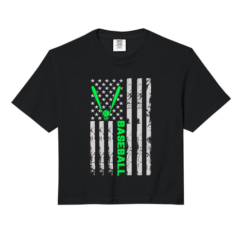 Baseball Distress Flag Fun Comfort Colors Hoodie - Trendy Graphic Unisex - T-Shirt, Sweatshirt, Hoodie