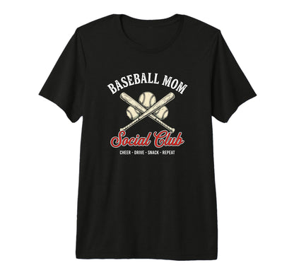 Baseball Mom Social Club Bleacher T-Shirt - Fun Novelty Design Men Women - T-Shirt, Sweatshirt, Hoodie