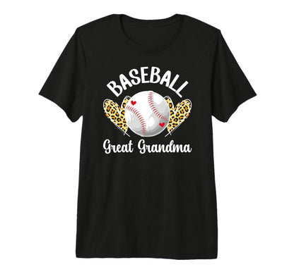Baseball Great Grandma Hearts Baseball T-Shirt - Graphic Print for Adults - T-Shirt, Sweatshirt, Hoodie