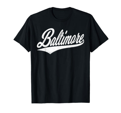 Baltimore Maryland Varsity Script T-Shirt - Streetwear Style for Adults - T-Shirt, Sweatshirt, Hoodie