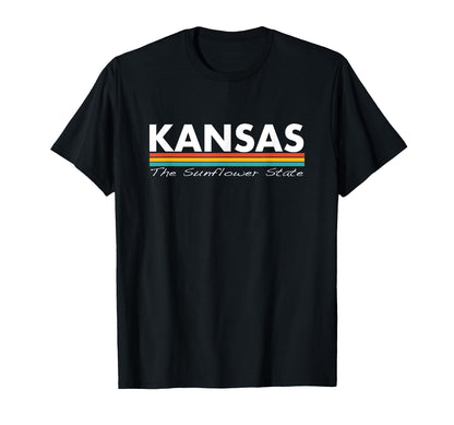 Kansas Sunflower State Stripes T-Shirt - Aesthetic Graphic Men Women - T-Shirt, Sweatshirt, Hoodie