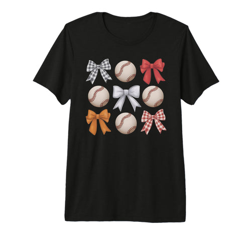 Baseball Coquette Bow Mom Sister Tri T-Shirt - Custom Art Print Men Women - T-Shirt, Sweatshirt, Hoodie
