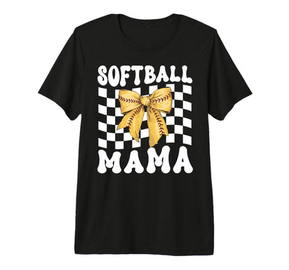 Softball Mama Coquette Bow Game Day T-Shirt - Custom Art Print Unisex - T-Shirt, Sweatshirt, Hoodie