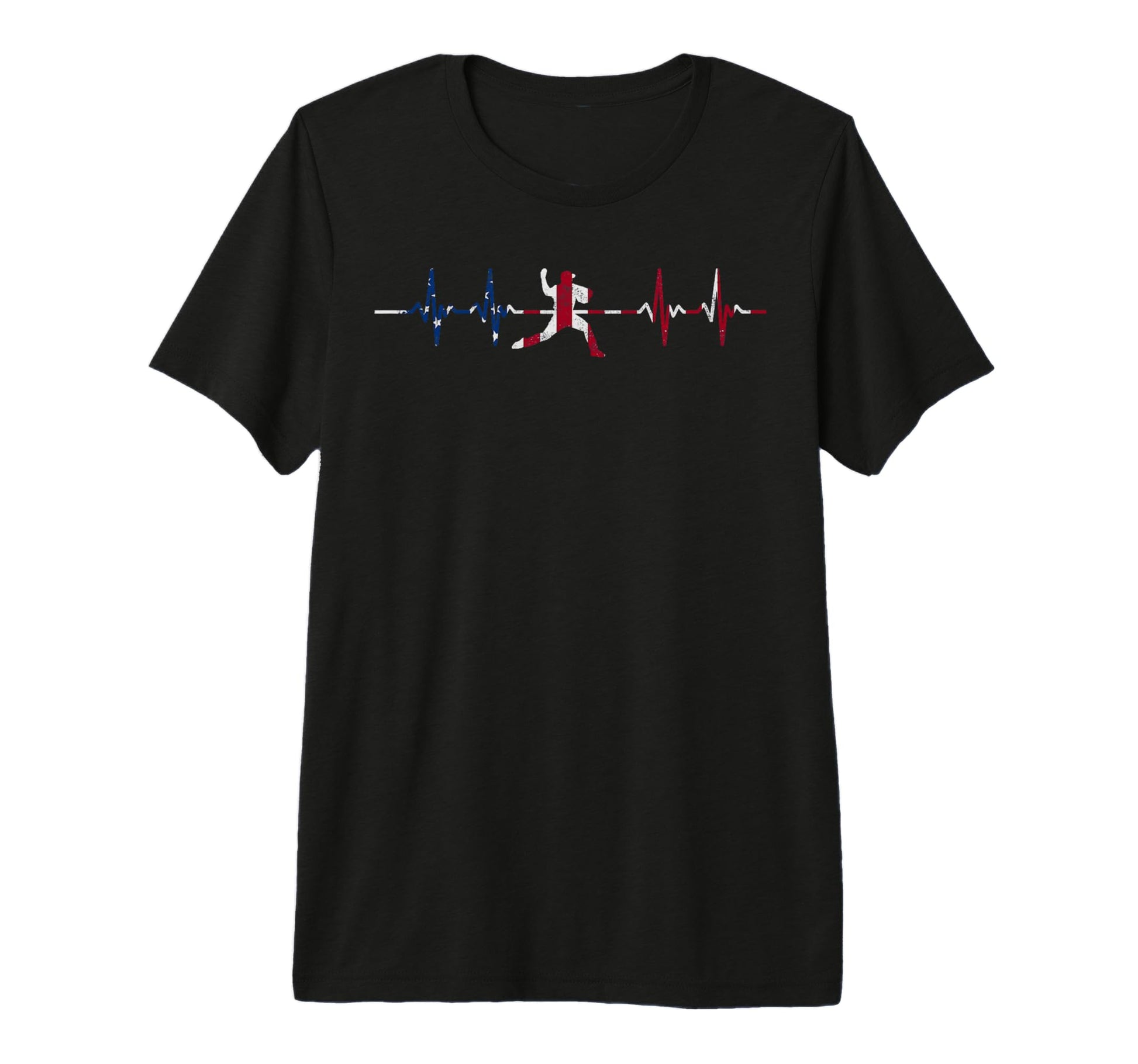 Baseball Heartbeat Us Flag Player Coach T-Shirt - Unique Graphic Men Women - T-Shirt, Sweatshirt, Hoodie