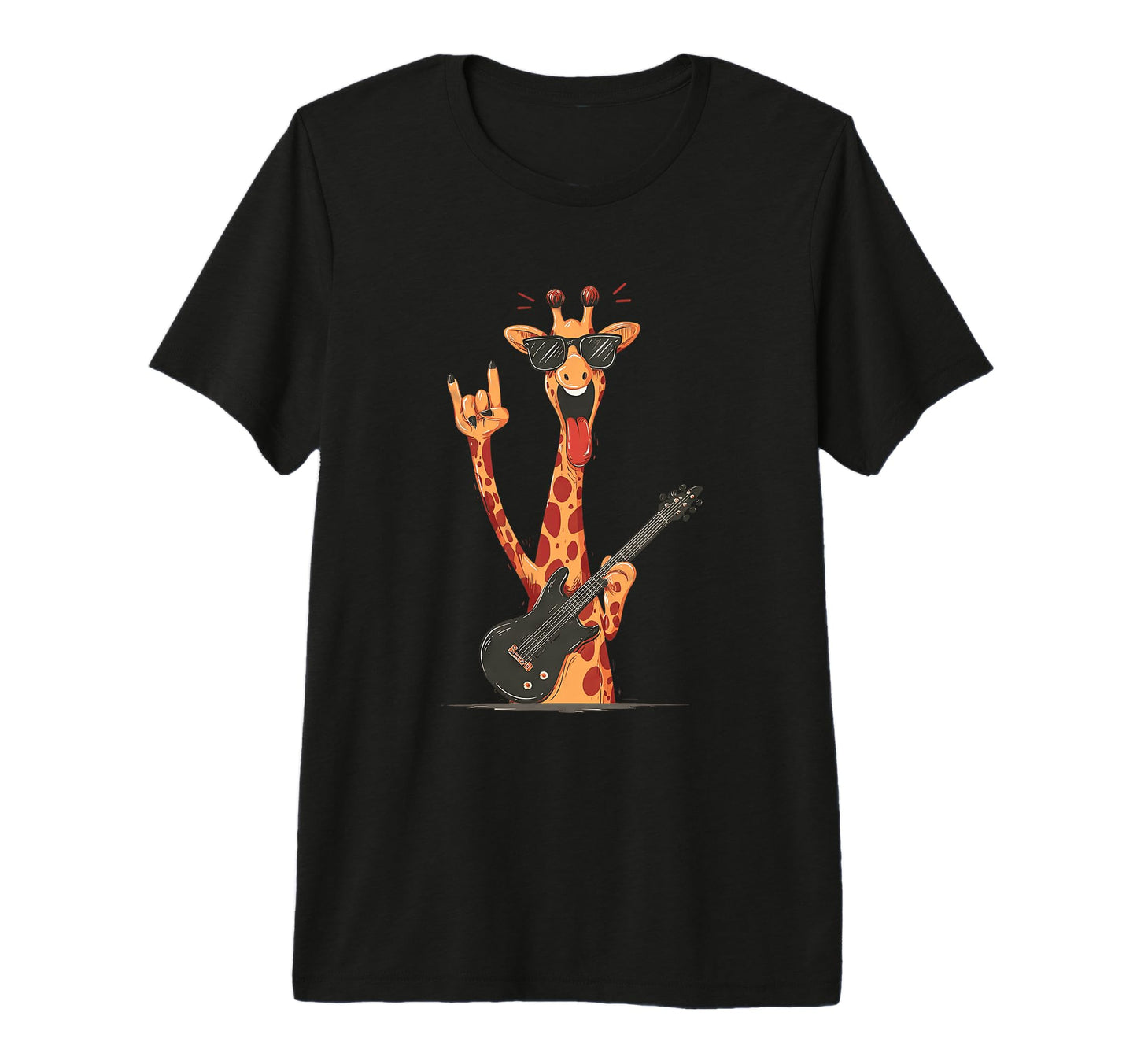 Giraffe Guitar Player Funny Rock T-Shirt - Minimalist Print for Adults - T-Shirt, Sweatshirt, Hoodie