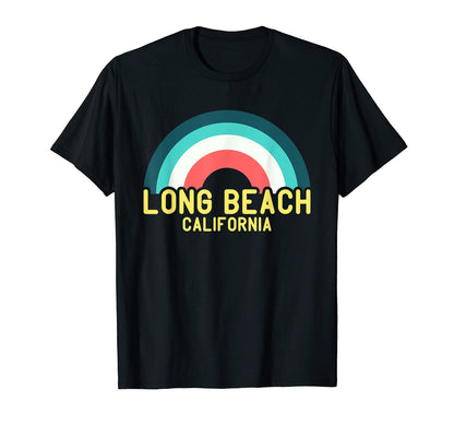 Long Beach California Rainbow T-Shirt - Fun Novelty Design Men Women - T-Shirt, Sweatshirt, Hoodie
