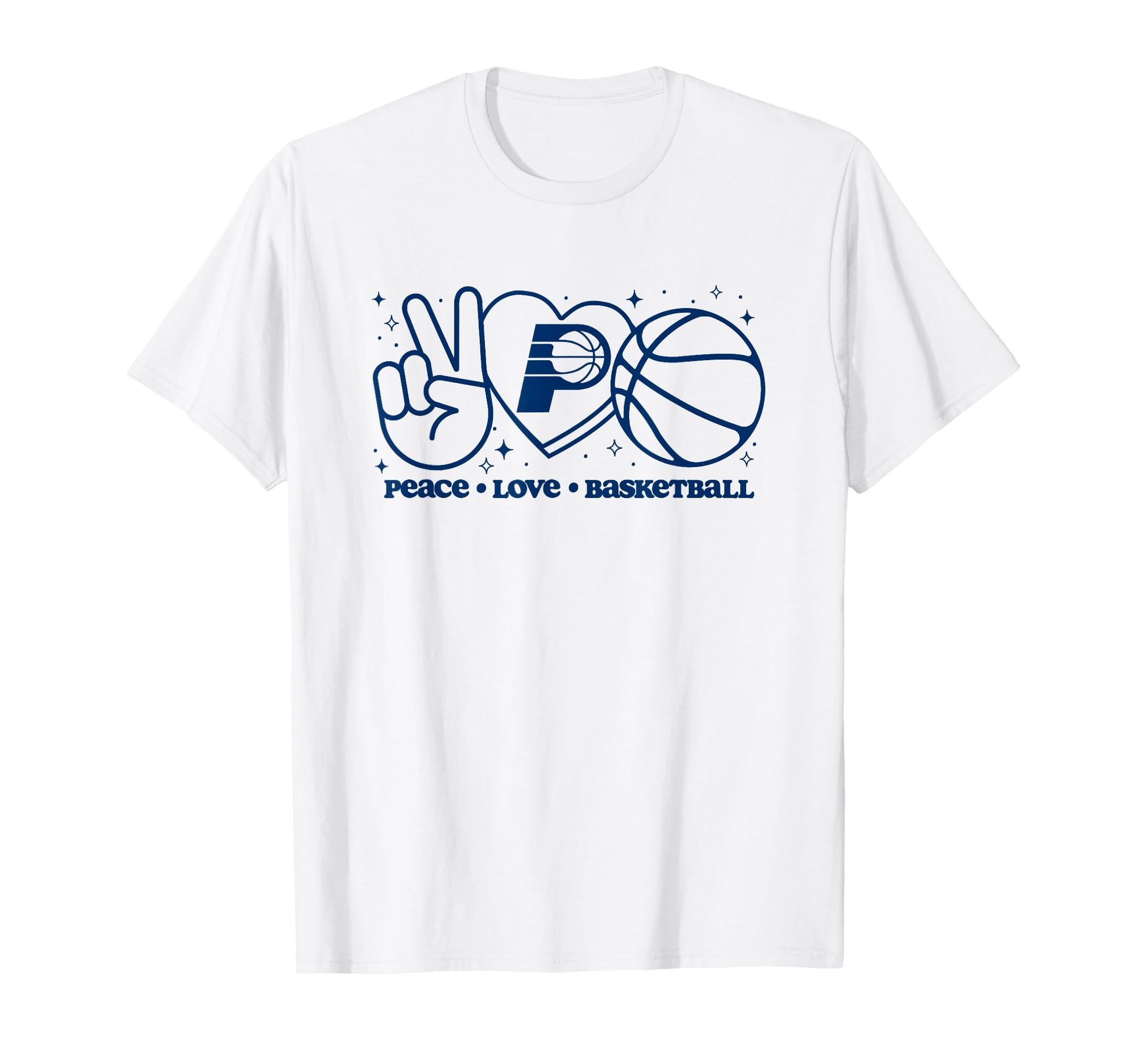 Nba Indiana Pacers Peace Love Basketball T-Shirt - Custom Art Print Unisex - T-Shirt, Sweatshirt, Hoodie