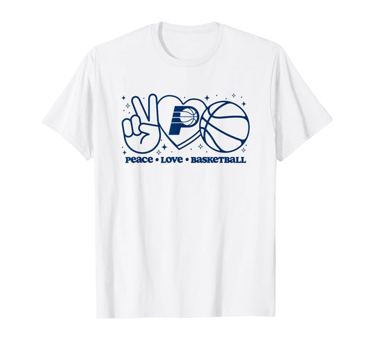 Nba Indiana Pacers Peace Love Basketball T-Shirt - Custom Art Print Unisex - T-Shirt, Sweatshirt, Hoodie