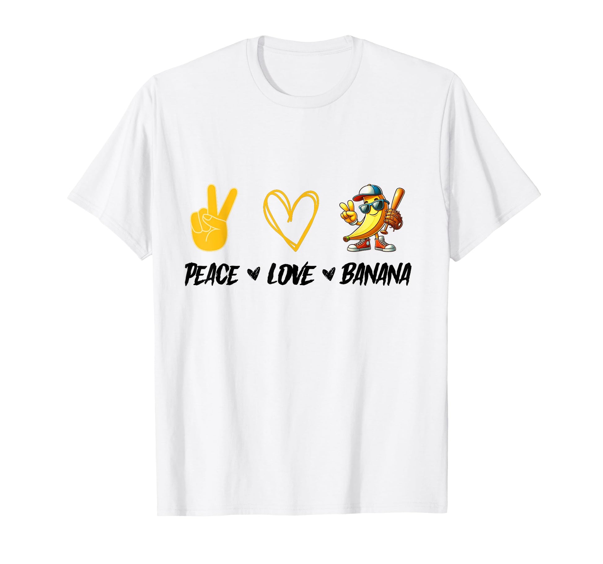 Peace Love Banana Fruit Lover Vegan T-Shirt - Graphic Print Men Women - T-Shirt, Sweatshirt, Hoodie