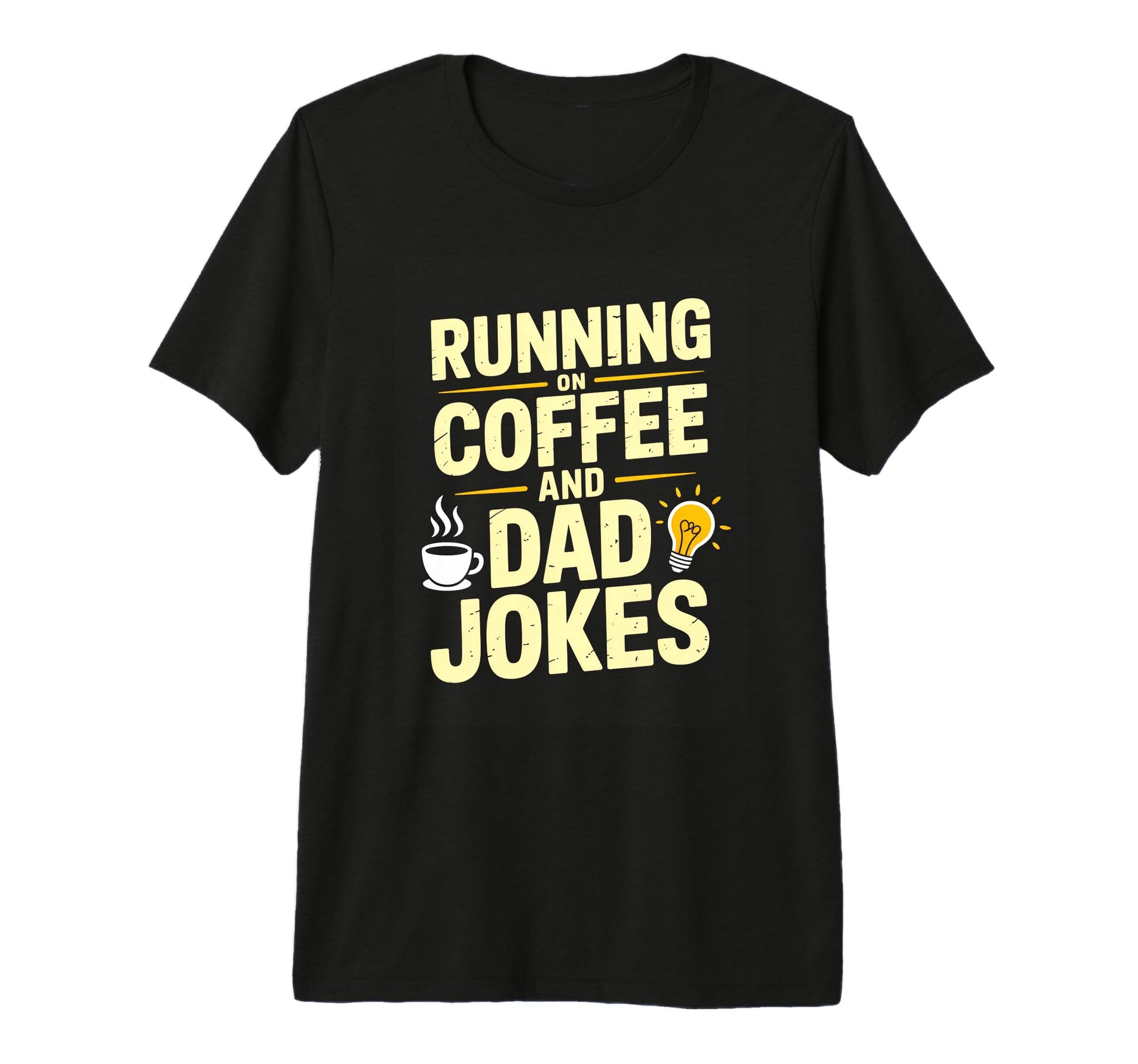 Running Coffee And Dad Jokes Funny Dad Tri T-Shirt - Graphic Print Unisex - T-Shirt, Sweatshirt, Hoodie