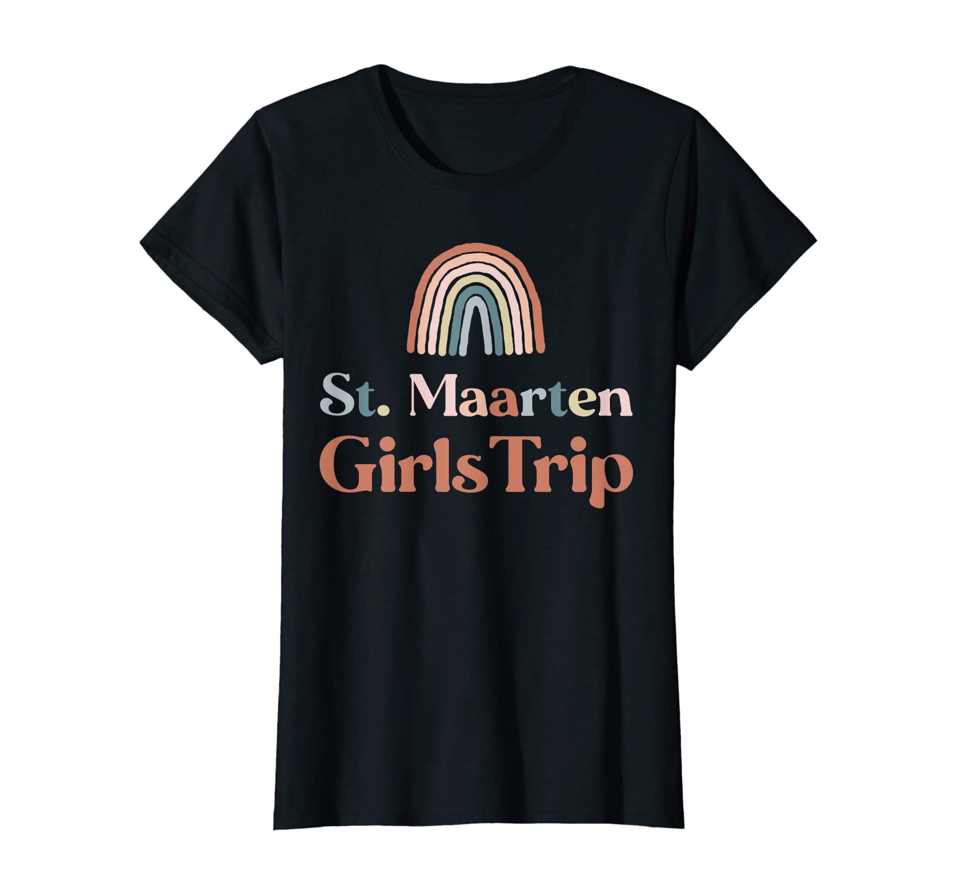 Womens St Maarten Trip Boho Rainbow T-Shirt - Custom Art Print Unisex - T-Shirt, Sweatshirt, Hoodie
