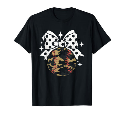 Coquette Bow Camouflage Baseball Game T-Shirt - Unique Graphic Unisex - T-Shirt, Sweatshirt, Hoodie