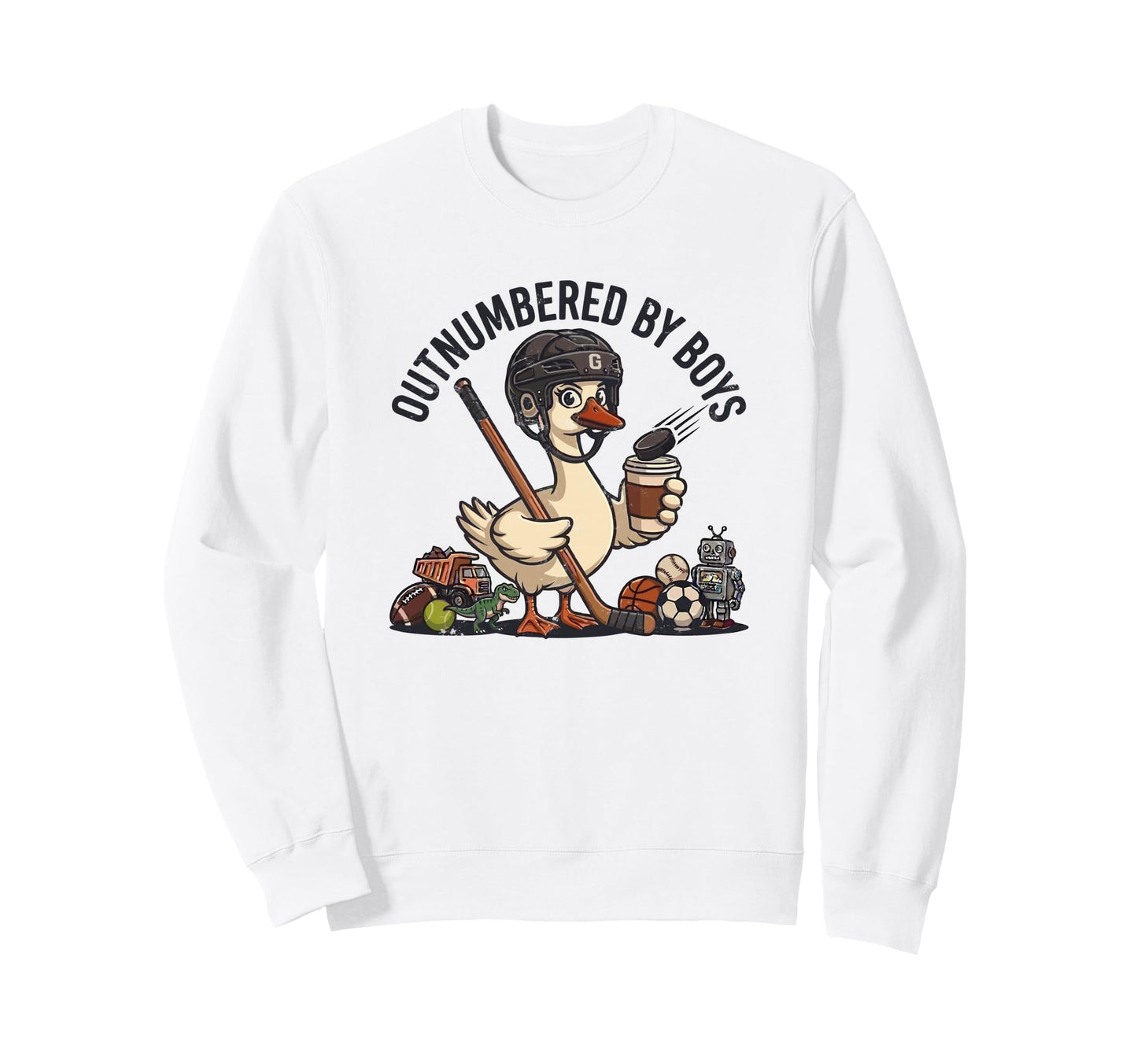Outnumbered Mom Hockey Mom Football Sweatshirt - Graphic Print for Adults - T-Shirt, Sweatshirt, Hoodie