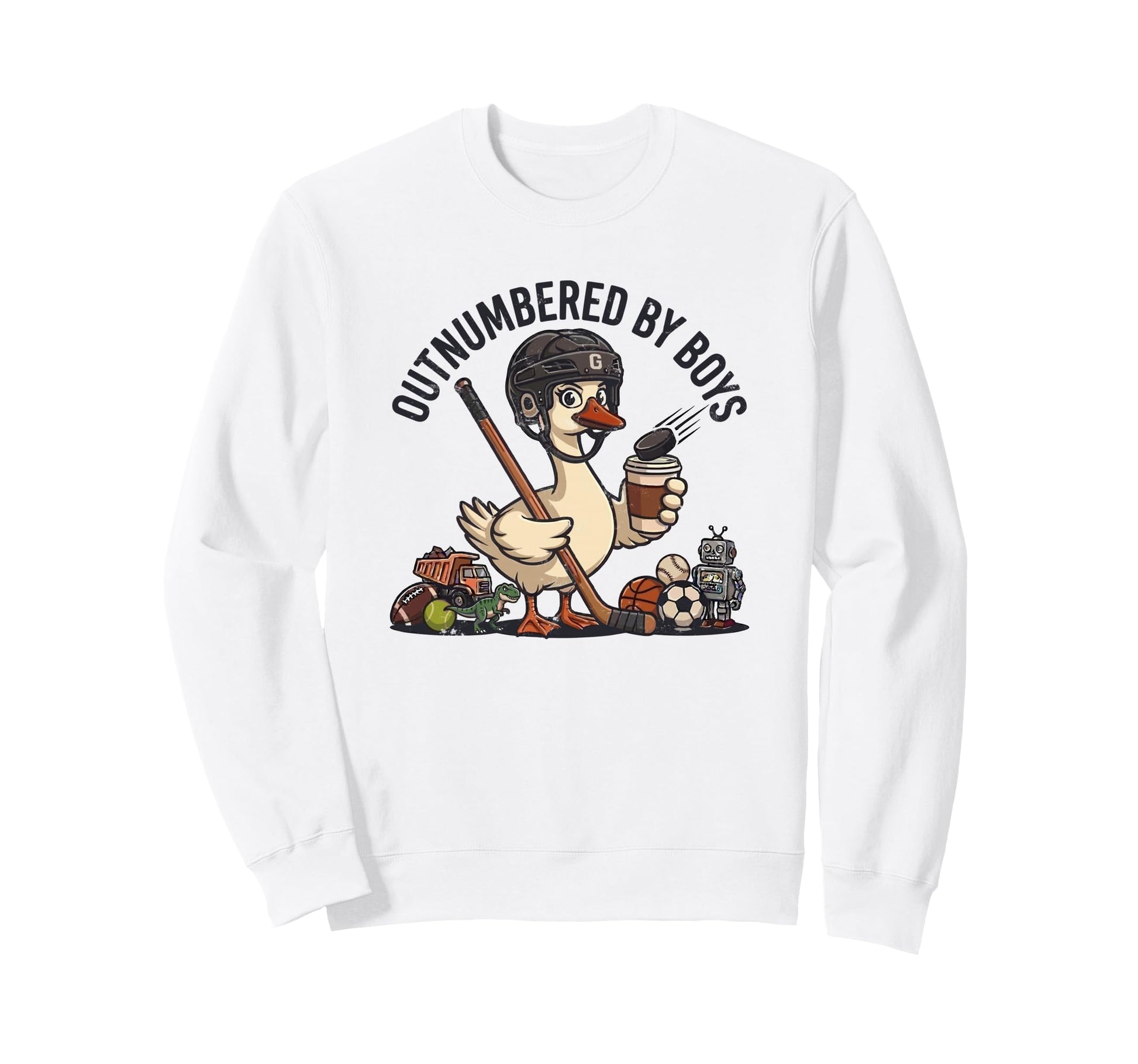 Outnumbered Mom Hockey Mom Football Sweatshirt - Graphic Print for Adults - T-Shirt, Sweatshirt, Hoodie