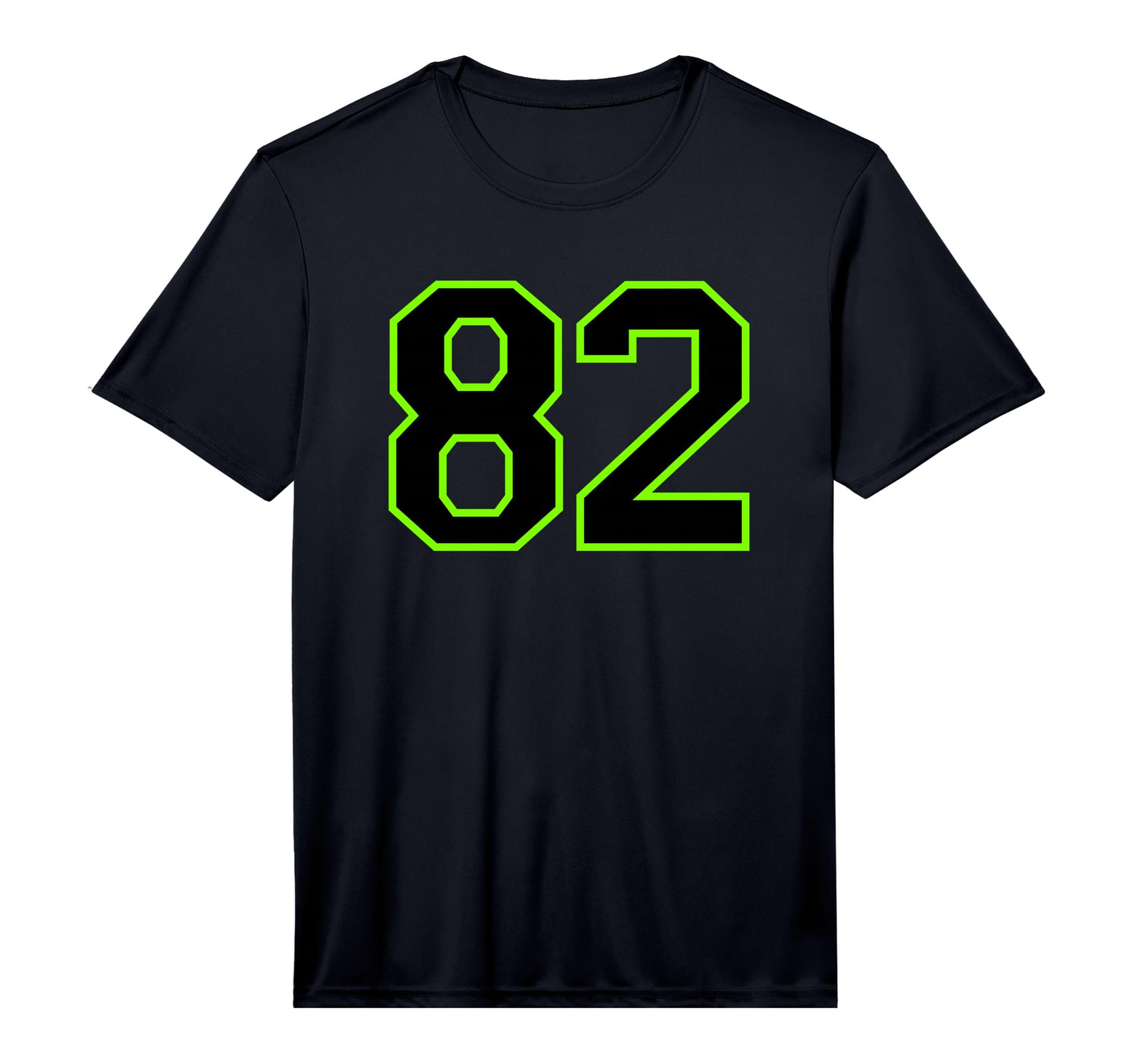 Number 82 Green Black Sports Team T-Shirt - Unique Graphic for Adults - T-Shirt, Sweatshirt, Hoodie