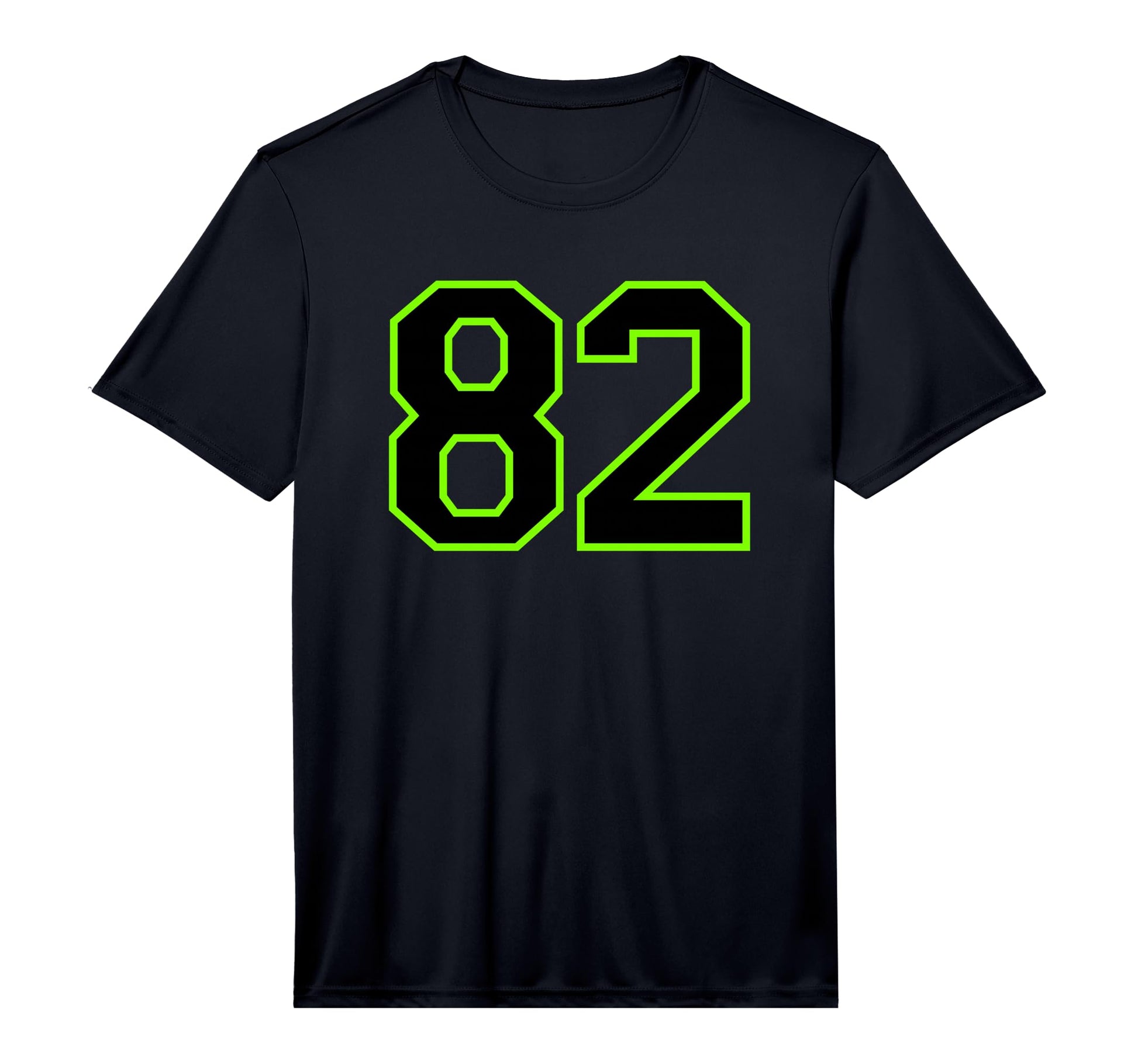 Number 82 Green Black Sports Team T-Shirt - Unique Graphic for Adults - T-Shirt, Sweatshirt, Hoodie