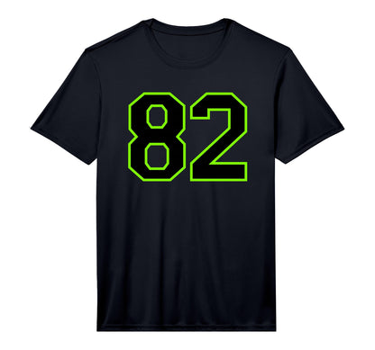 Number 82 Green Black Sports Team T-Shirt - Unique Graphic for Adults - T-Shirt, Sweatshirt, Hoodie