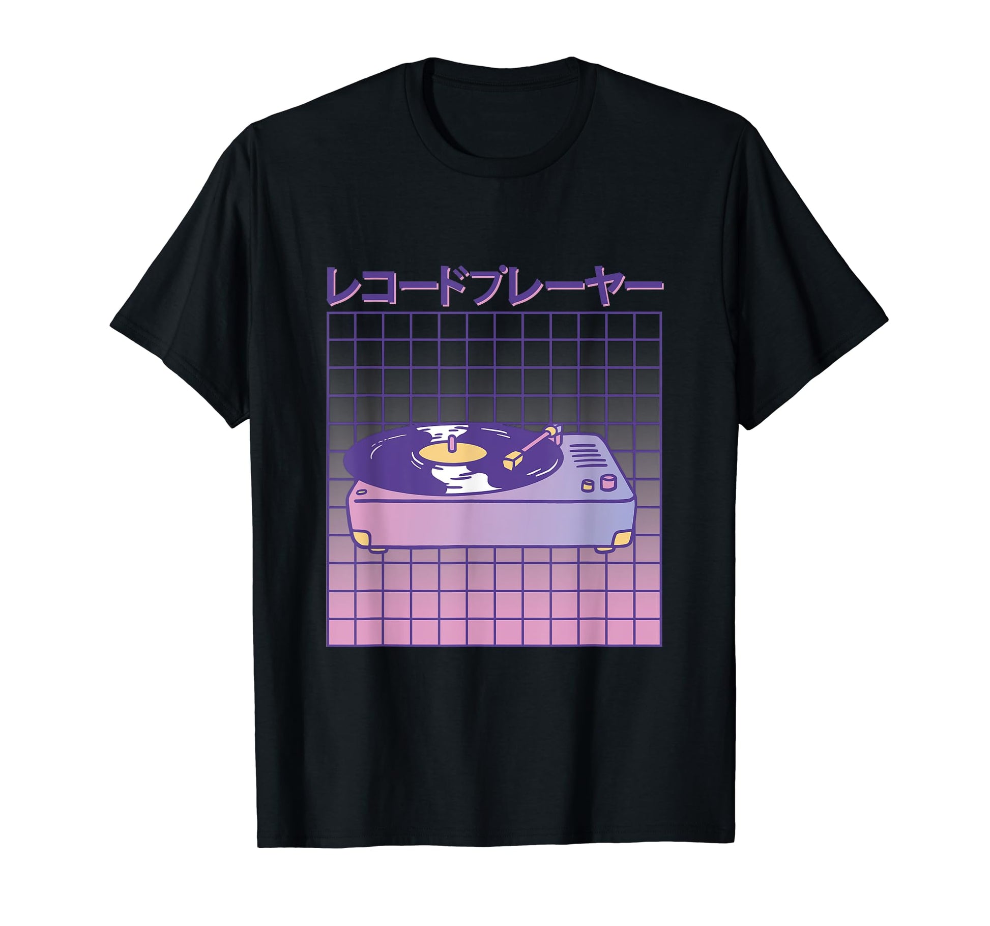 Vinyl Record Player Japanese Letters T-Shirt - Minimalist Print for Adults - T-Shirt, Sweatshirt, Hoodie