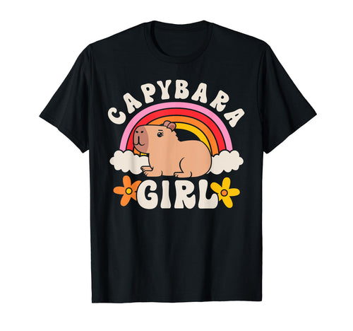 Capybara Rodent Animal Daisy Flowers T-Shirt - Custom Art Print Men Women - T-Shirt, Sweatshirt, Hoodie