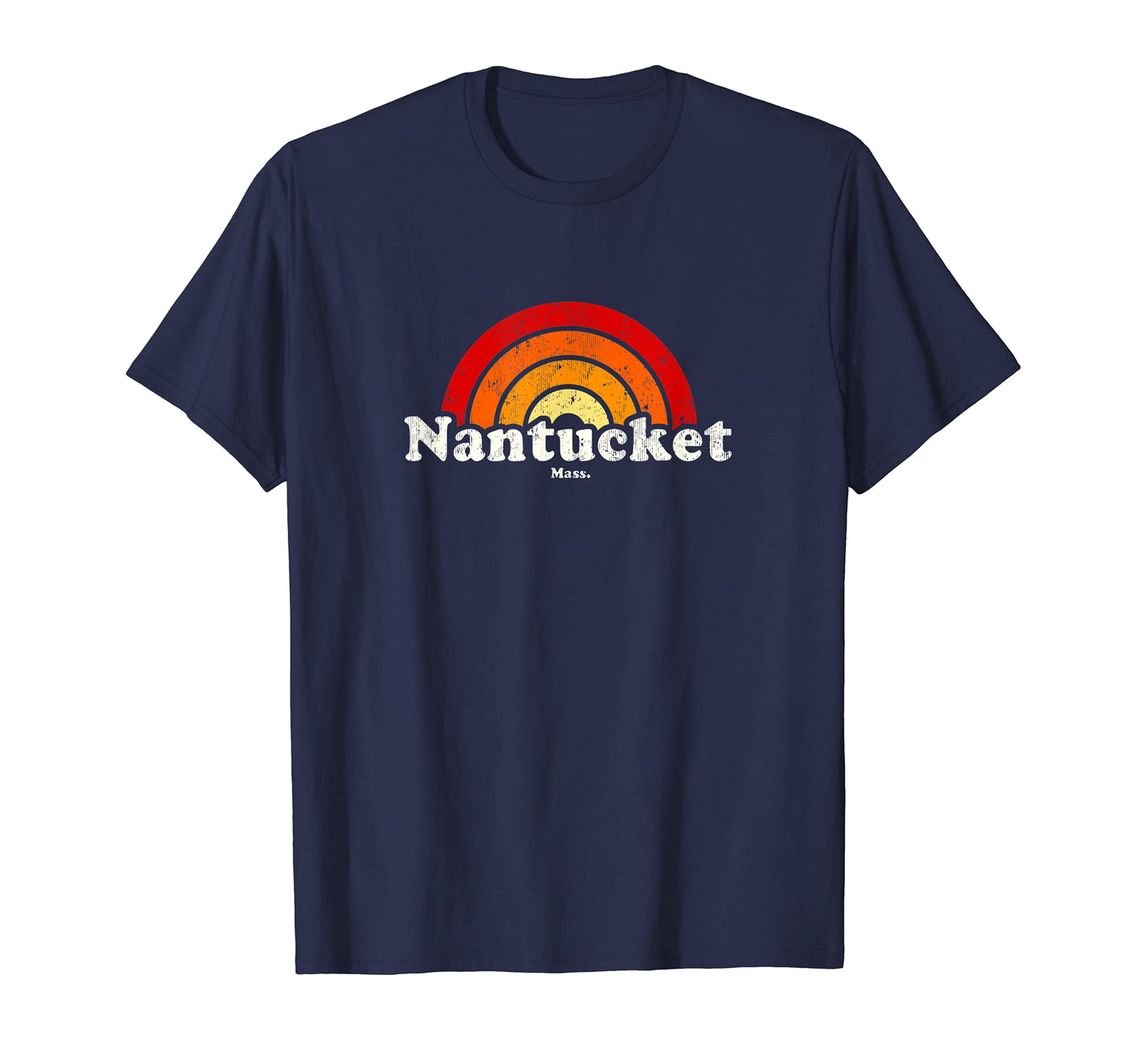 Nantucket Massachusetts Ma 70S Rainbow T-Shirt - Unique Graphic Unisex - T-Shirt, Sweatshirt, Hoodie