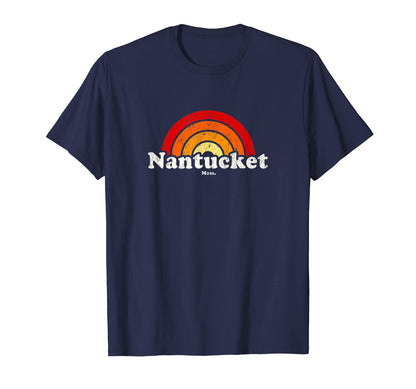 Nantucket Massachusetts Ma 70S Rainbow T-Shirt - Unique Graphic Unisex - T-Shirt, Sweatshirt, Hoodie
