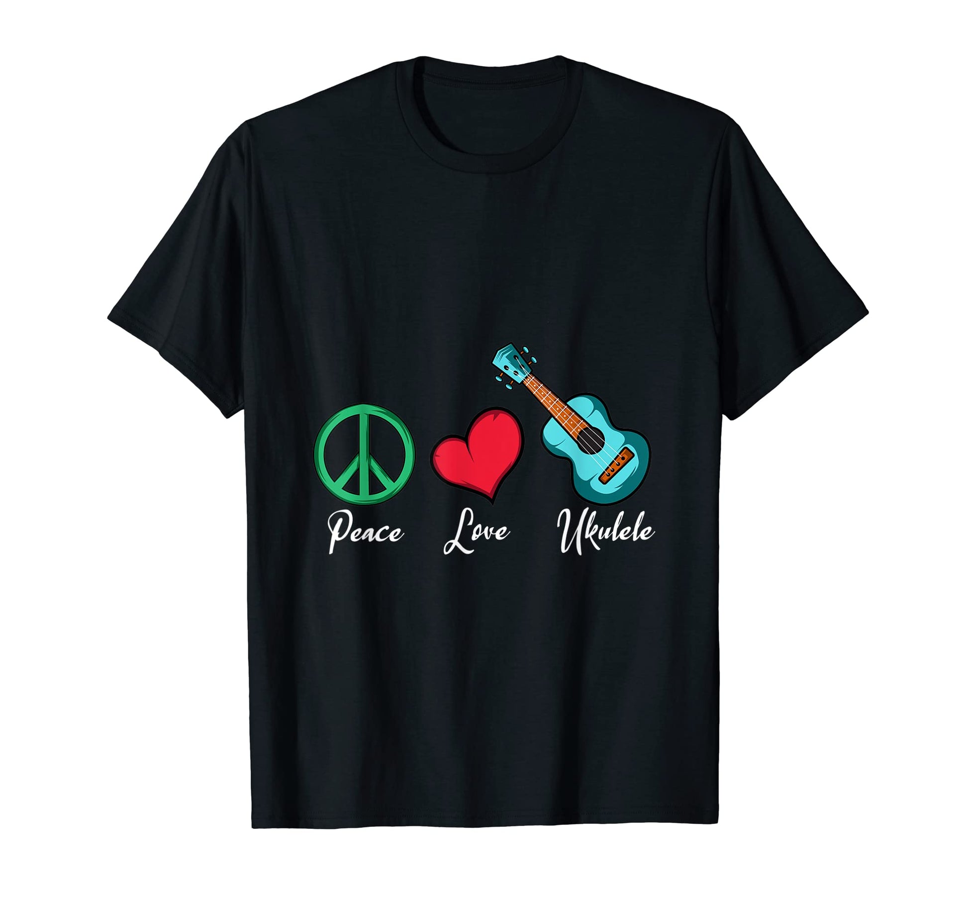 Peace Love Ukulele Artists T-Shirt - Trendy Graphic for Adults - T-Shirt, Sweatshirt, Hoodie