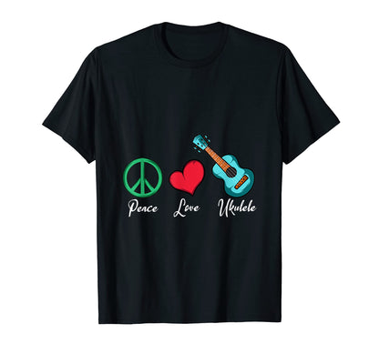 Peace Love Ukulele Artists T-Shirt - Trendy Graphic for Adults - T-Shirt, Sweatshirt, Hoodie
