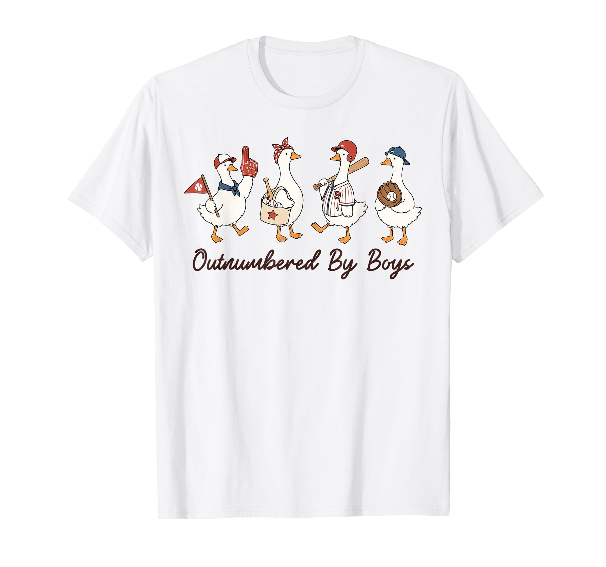 Baseball Mom Goose Game Day Outnumbered T-Shirt - Minimalist Print Unisex - T-Shirt, Sweatshirt, Hoodie