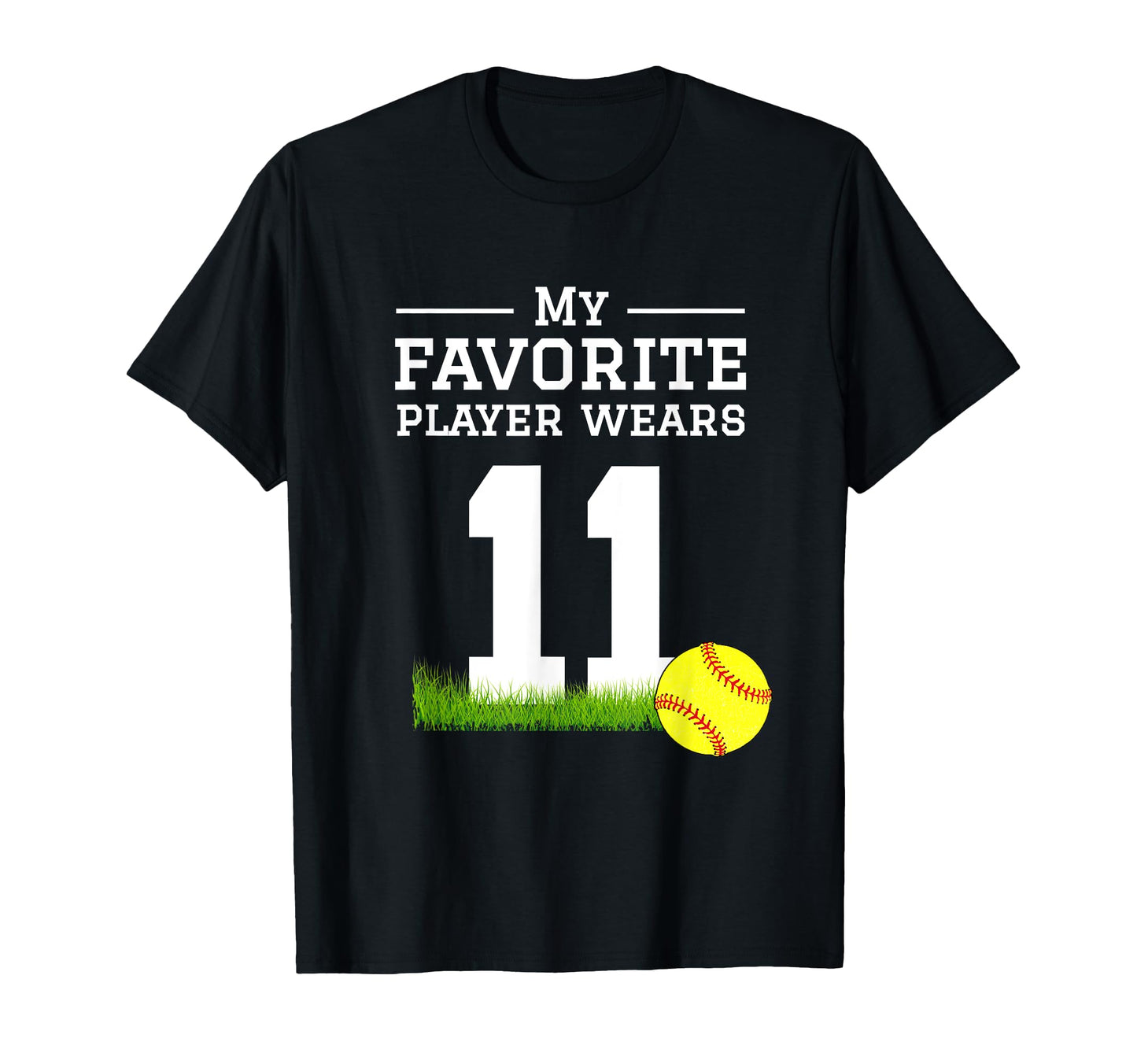 Softball Number 11 Fan Mom Dad Grandma T-Shirt - Minimalist Print Unisex - T-Shirt, Sweatshirt, Hoodie