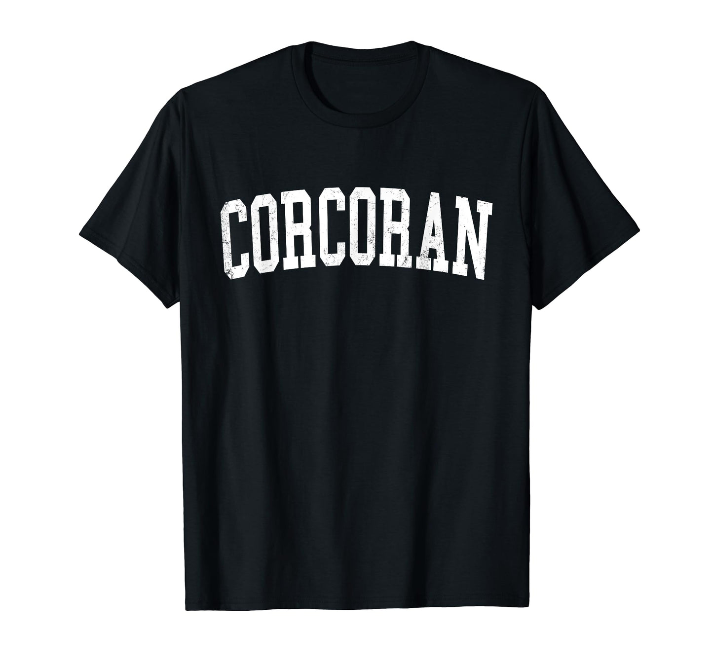 Corcoran Ca Distressed White Varsity T-Shirt - Fun Novelty Design Unisex - T-Shirt, Sweatshirt, Hoodie