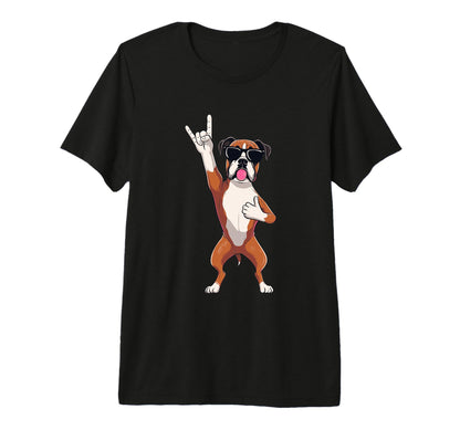 Funny Rock Dog Boxer Breed Illustration T-Shirt - Minimalist Print Unisex - T-Shirt, Sweatshirt, Hoodie