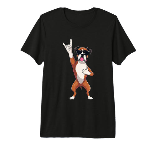 Funny Rock Dog Boxer Breed Illustration T-Shirt - Minimalist Print Unisex - T-Shirt, Sweatshirt, Hoodie