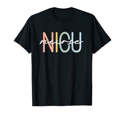 Nicu Nurse Icu Neonatal Boho Rainbow T-Shirt - Minimalist Print Men Women - T-Shirt, Sweatshirt, Hoodie