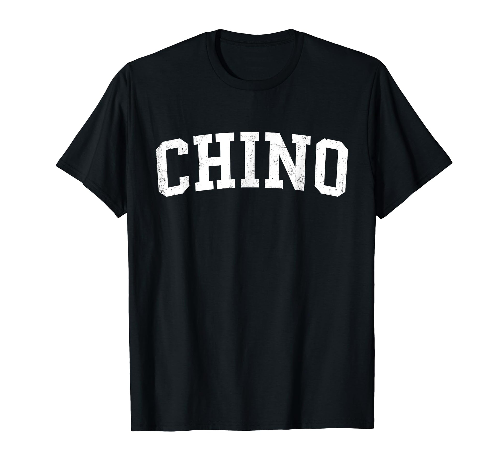 Chino Ca Distressed White Varsity T-Shirt - Minimalist Print Unisex - T-Shirt, Sweatshirt, Hoodie