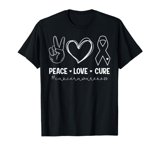 Peace Love Cure Cancer Awareness T-Shirt - Aesthetic Graphic Men Women - T-Shirt, Sweatshirt, Hoodie