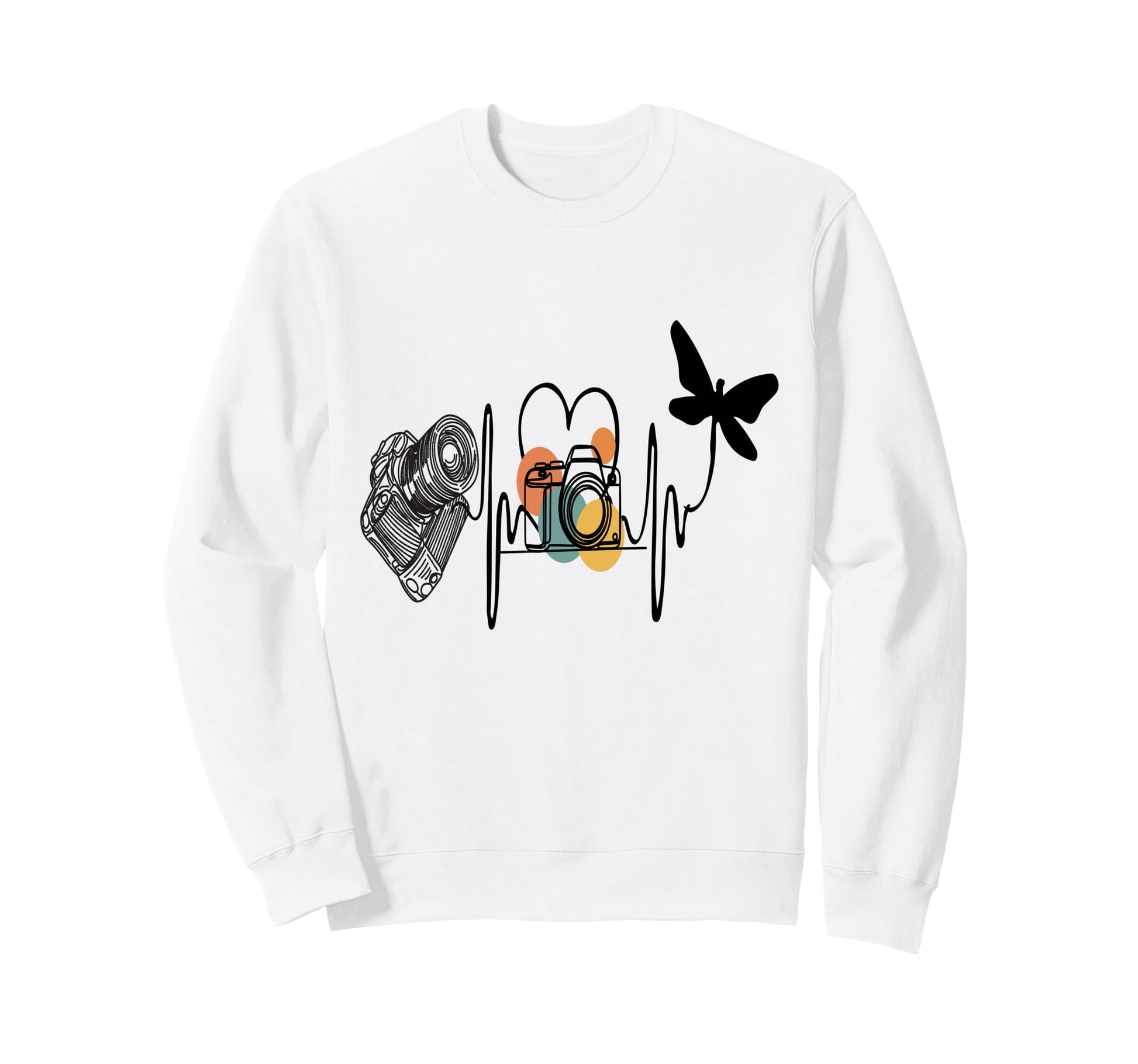 Womens Funny Camera Heartbeat Sweatshirt - Minimalist Print for Adults - T-Shirt, Sweatshirt, Hoodie