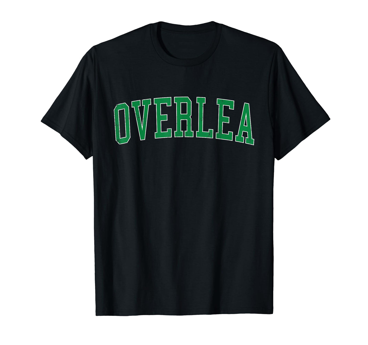 Overlea Md Distressed Green Varsity T-Shirt - Trendy Graphic Unisex - T-Shirt, Sweatshirt, Hoodie