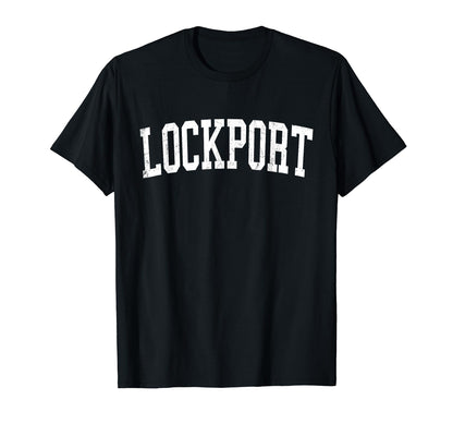 Lockport Ny Distressed White Varsity T-Shirt - Unique Graphic Unisex - T-Shirt, Sweatshirt, Hoodie