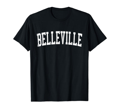 Belleville Il Distressed White T-Shirt - Fun Novelty Design for Adults - T-Shirt, Sweatshirt, Hoodie