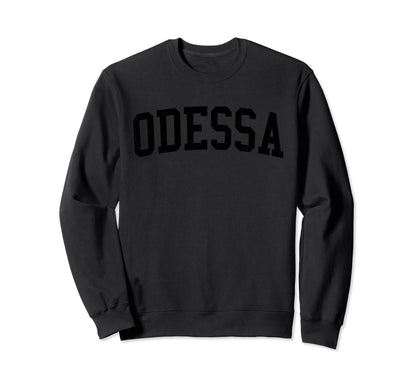 Odessa Tx Distressed Black Varsity Sweatshirt - Trendy Graphic Men Women - T-Shirt, Sweatshirt, Hoodie