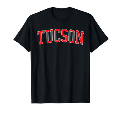 Tucson Az Varsity Red Text T-Shirt - Trendy Graphic for Adults - T-Shirt, Sweatshirt, Hoodie