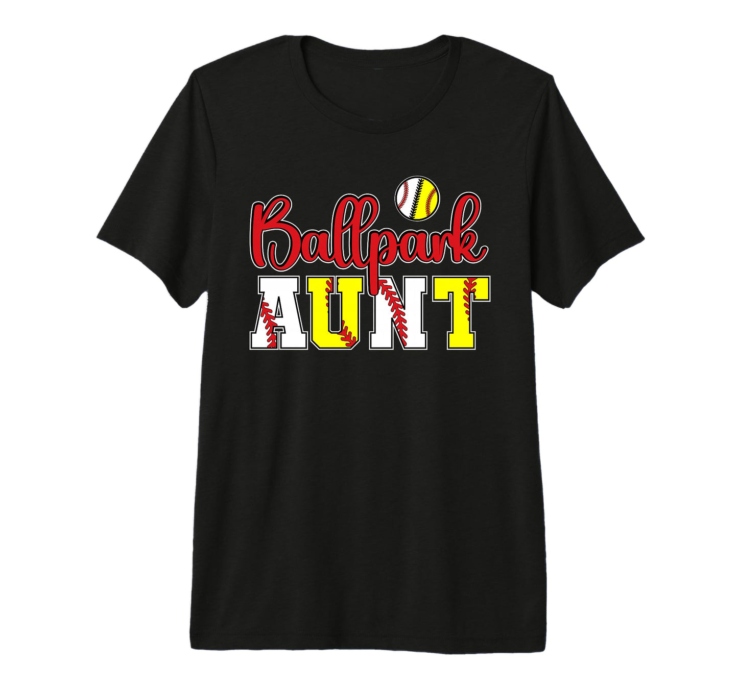 Ballpark Aunt Softball Baseball Aunt Tri T-Shirt - Graphic Print Unisex - T-Shirt, Sweatshirt, Hoodie