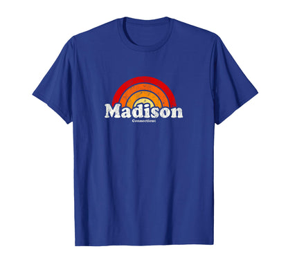 Madison Connecticut Ct 70S Rainbow T-Shirt - Trendy Graphic for Adults - T-Shirt, Sweatshirt, Hoodie