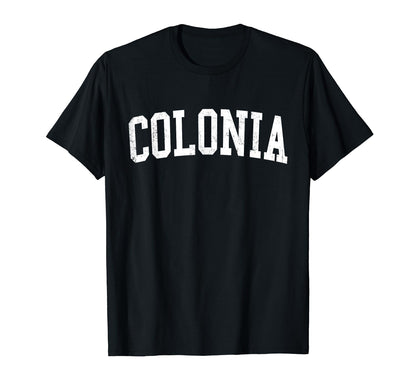 Colonia Nj Distressed White Varsity T-Shirt - Trendy Graphic for Adults - T-Shirt, Sweatshirt, Hoodie