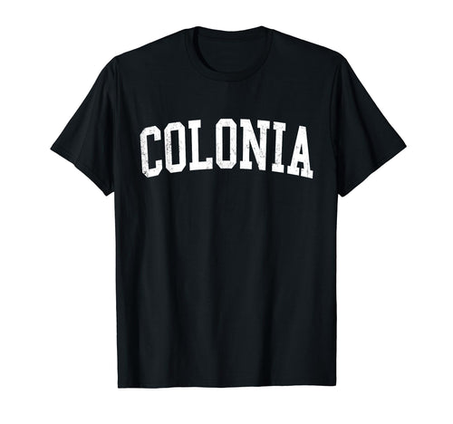 Colonia Nj Distressed White Varsity T-Shirt - Trendy Graphic for Adults - T-Shirt, Sweatshirt, Hoodie