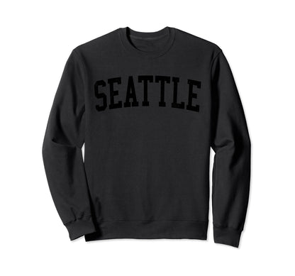 Seattle Wa Distressed Black Varsity Sweatshirt - Graphic Print Unisex - T-Shirt, Sweatshirt, Hoodie