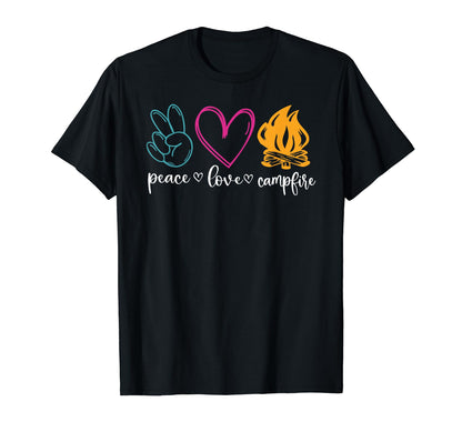 Peace Love Campfire Camping T-Shirt - Unique Graphic Men Women - T-Shirt, Sweatshirt, Hoodie